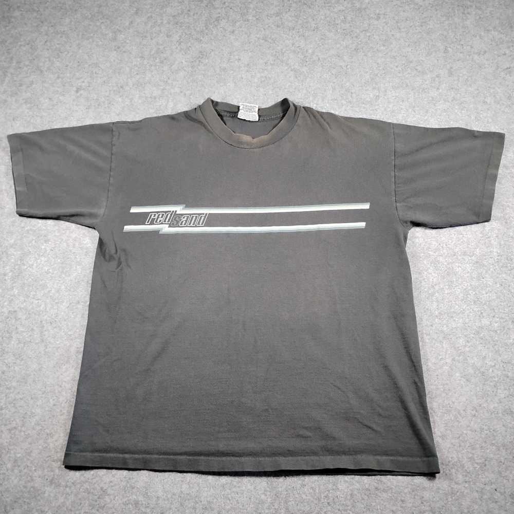 Vintage 1996 Redsand Surf Graphic T-Shirt Mens Large L Faded Black Made in USA